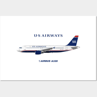 Illustration of US Airways Airbus A320 Posters and Art